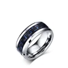 8mm High Polish Tungsten Carbide Ring Carbon Fiber Material Matte Classic Blue Inlay Silver Man wedding band Rings Engraved