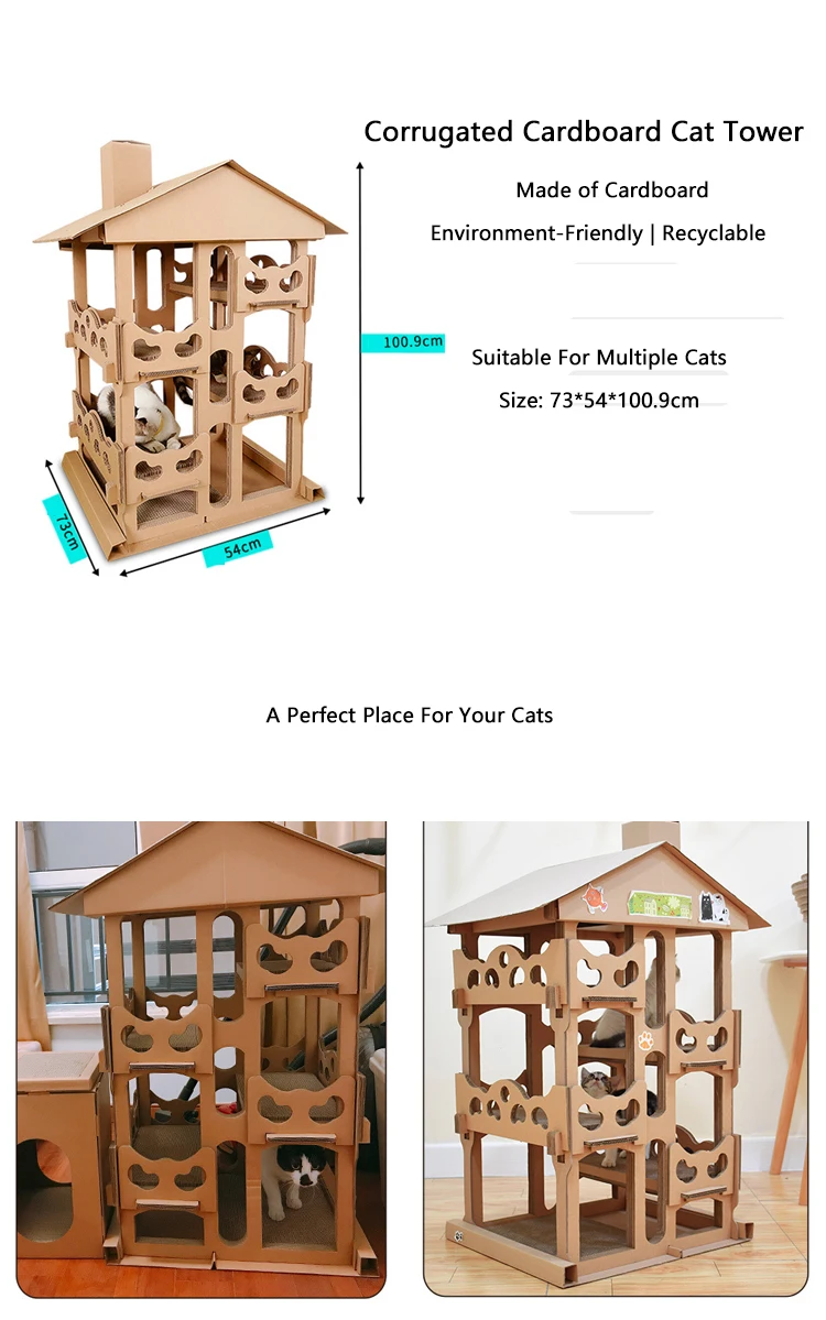 Large Corrugated Cardboard Cat Scratching Tower Cat Scratcher House
