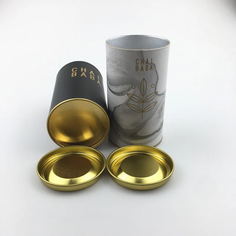 Custom Metal Lid Cardboard Canister Can Paper Tube For Loose Leaf Tea
