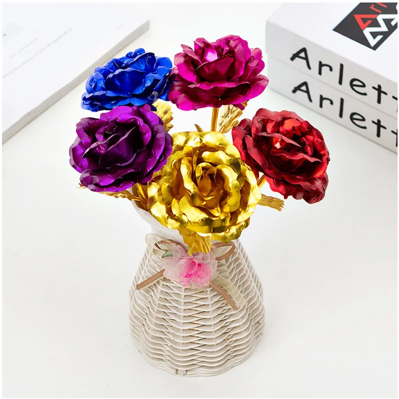 24k Gold Rose Flower Wedding Creative Gift 24k Gold Plated Rose