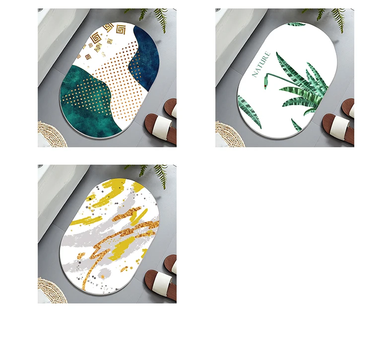 custom carved shape diatomite mud pad bathroom non-slip bath mat