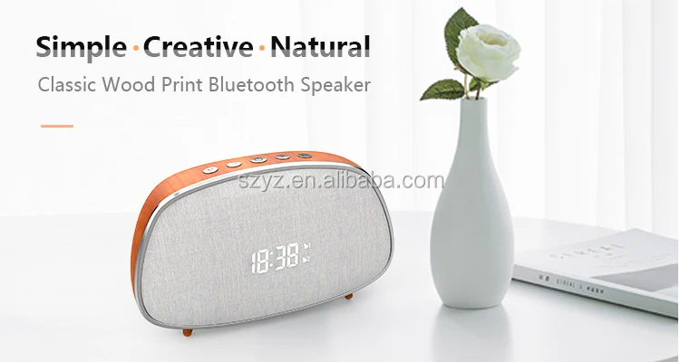 New arrival hot sale wood portable customized logo printed wireless bluetooths alarm clock speaker - ANKUX.COM