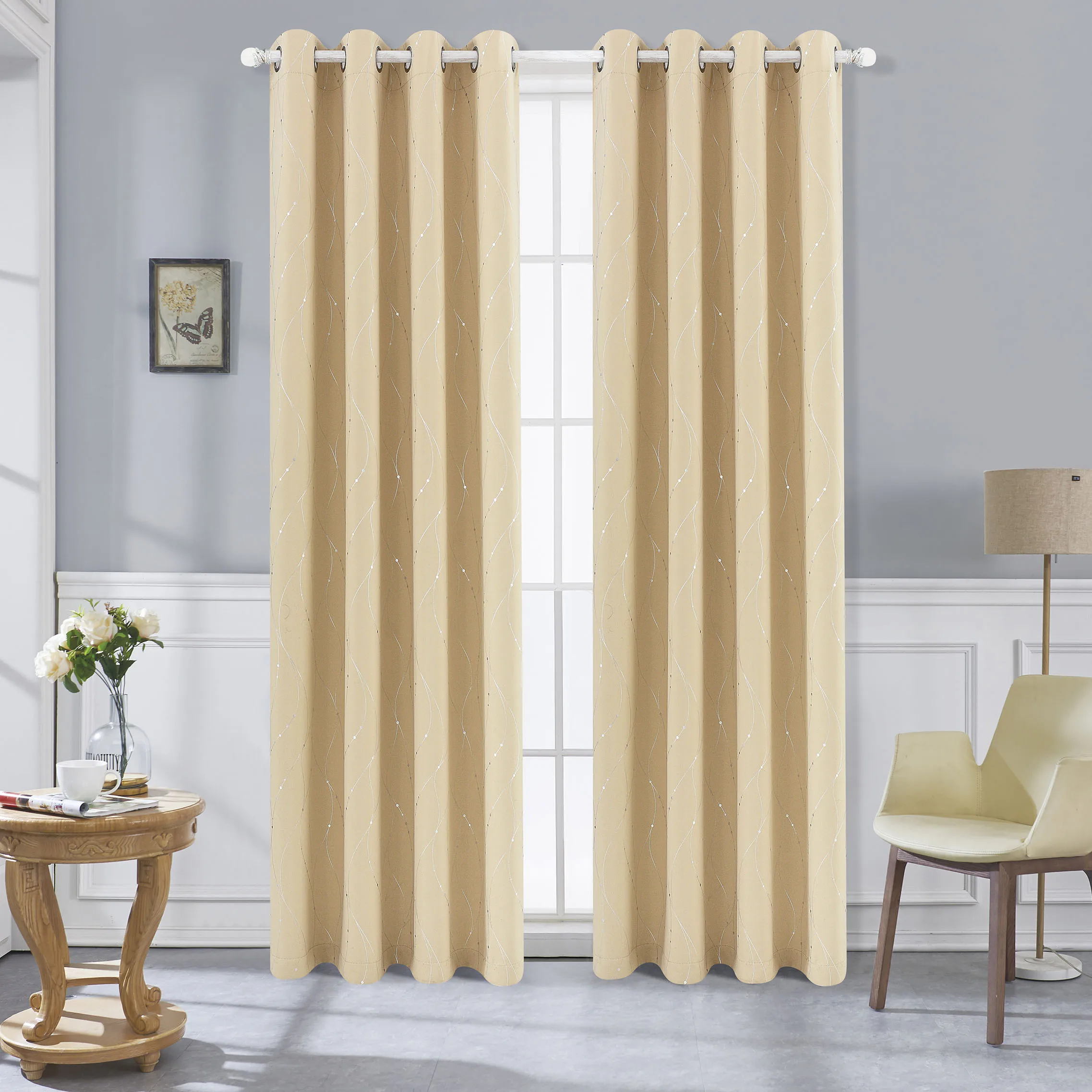 Amazon Hot Sale Living Room Black Out Curtain With Luxury Foil Window