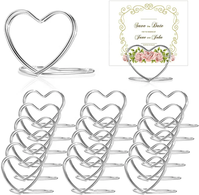 Custom Gold & Rose Gold & Silver Color Table Number Holder Stands Heart