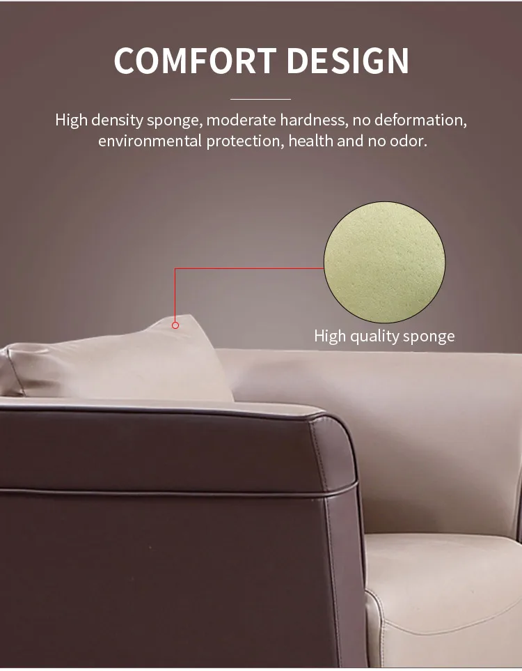 Pengpai China Furniture Movable Chesterfield Modern Office Leather Sofa Set