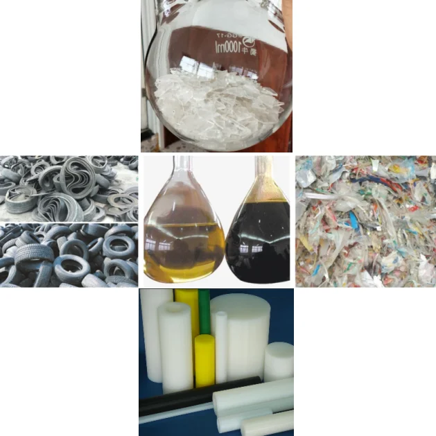 waste tyre rubber and plastic  recycling pyrolysis machine