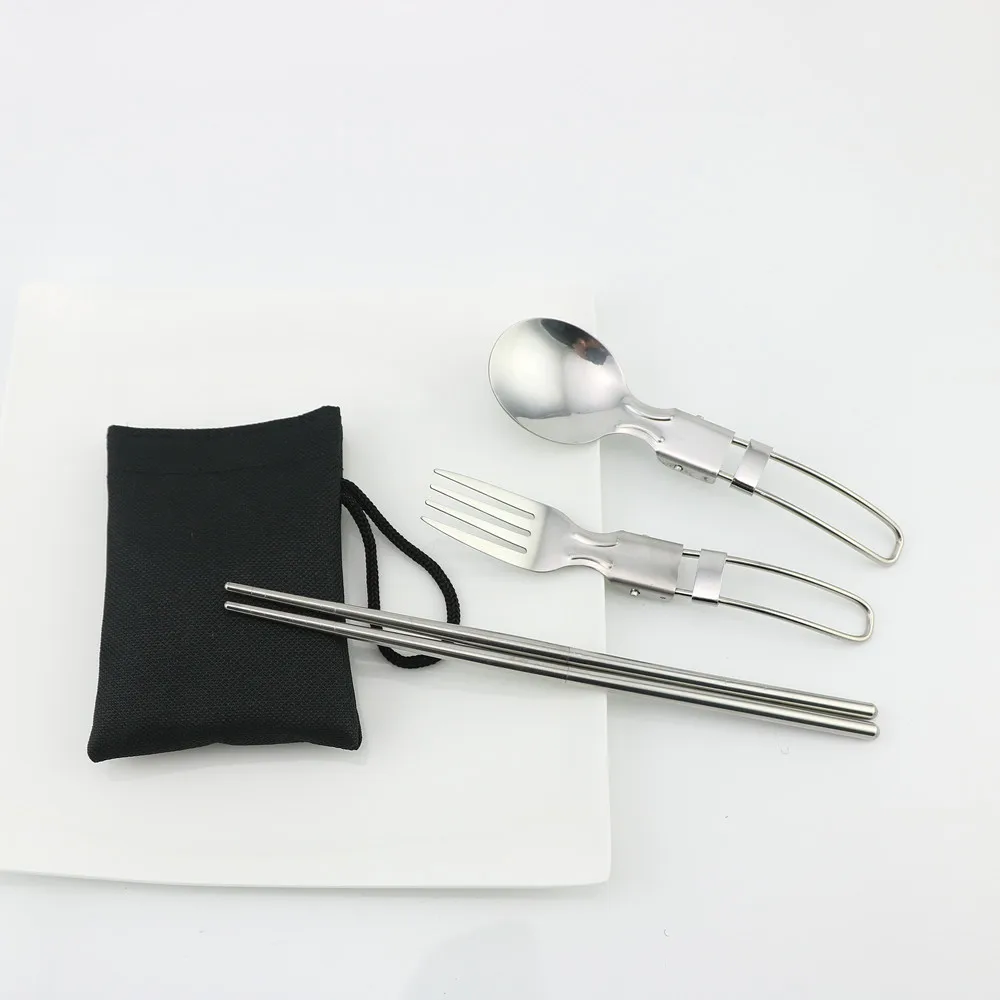 Folding Portable Stainless Steel Foldable Collapsible Cutlery Set Buy Foldable Cutlery Set