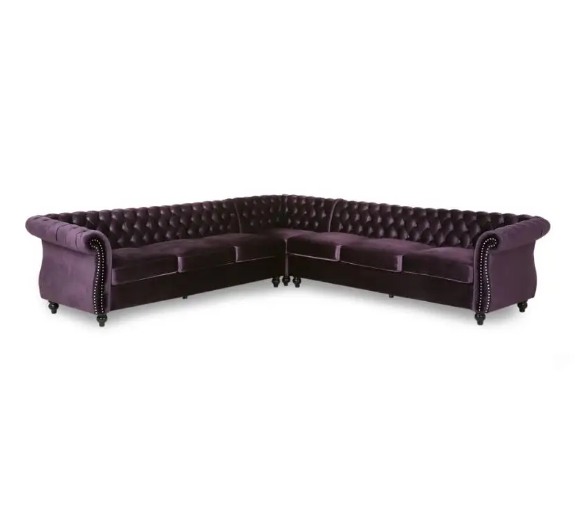 Modern 7 Seater Velvet Sectional Corner Chesterfield Sofa Set Modern 7 Seater Velvet Sectional Corner