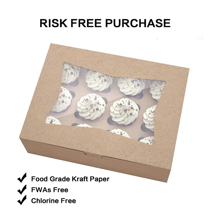 Natural Kraft Bakery Pie Boxes With Pvc Clear Display Windows Custom