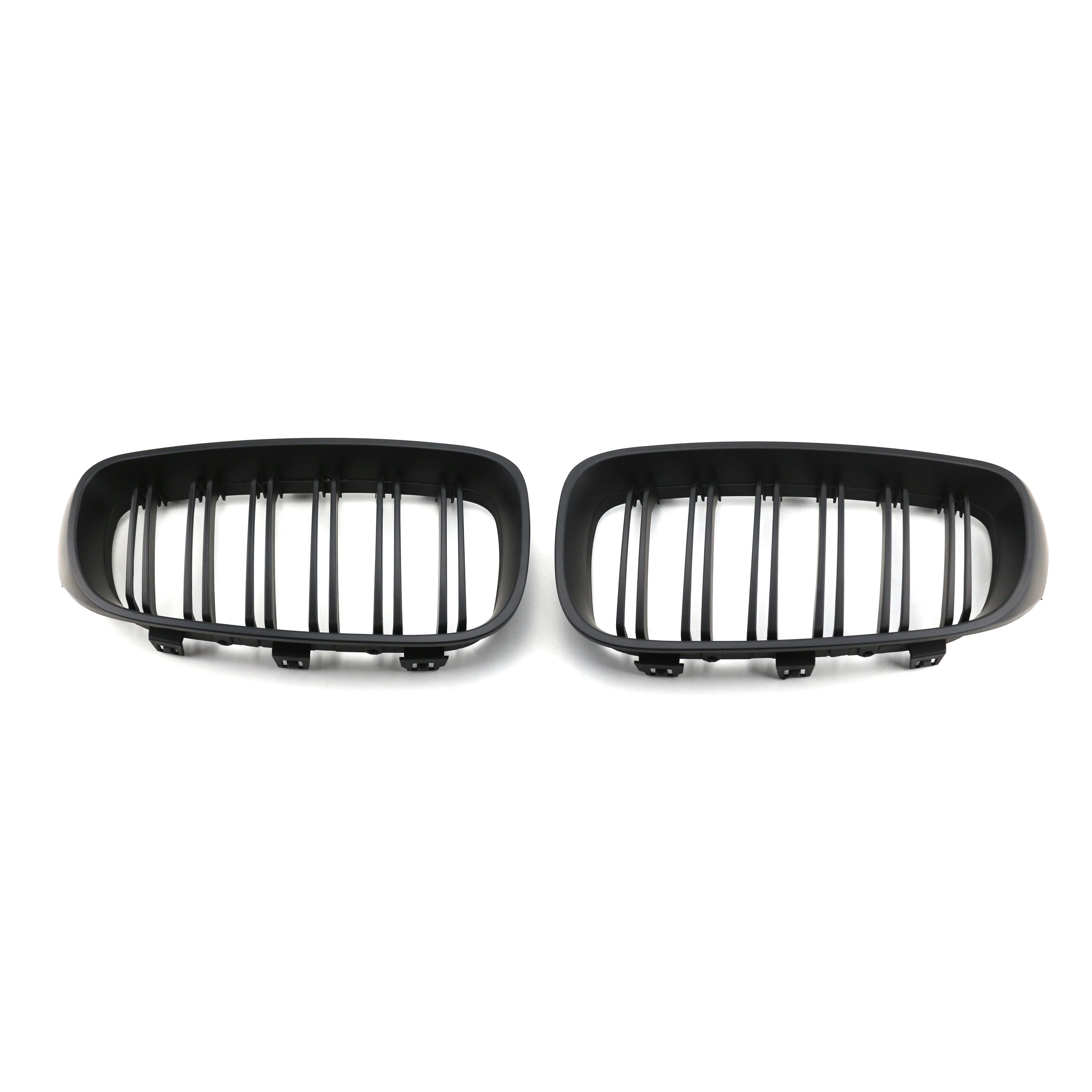 Car Dual Slat Front Bumper Kidney Grille Grill Matt Black Front Mesh ...