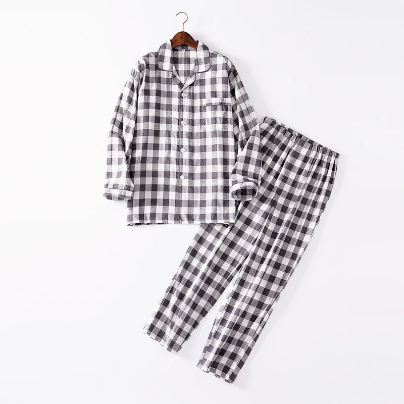 Halloween 2020 latest men clothing wholesale skin friendly plaid long sleeve shirt set pajama men's sleepwear pajamas set