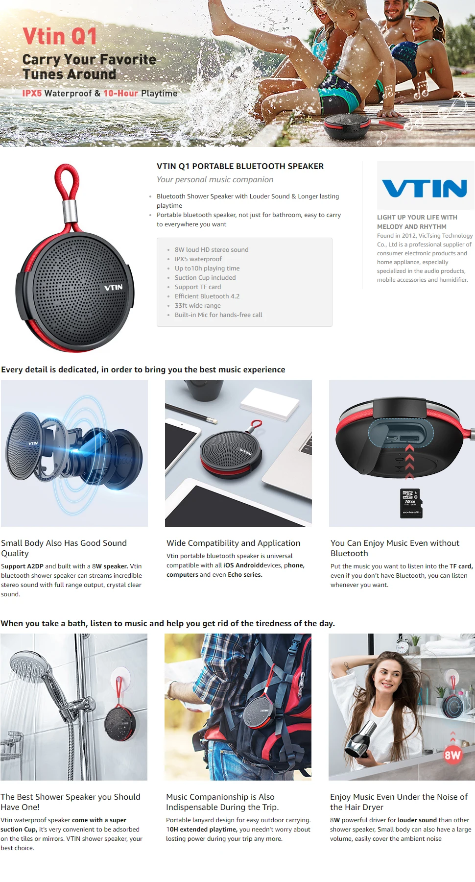 VTIN SoundHot Q1 portable mini bluetooth speaker wireless - ANKUX.COM