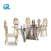 Modern Folding Fan Design Tempered Glass Top Dining Table Set