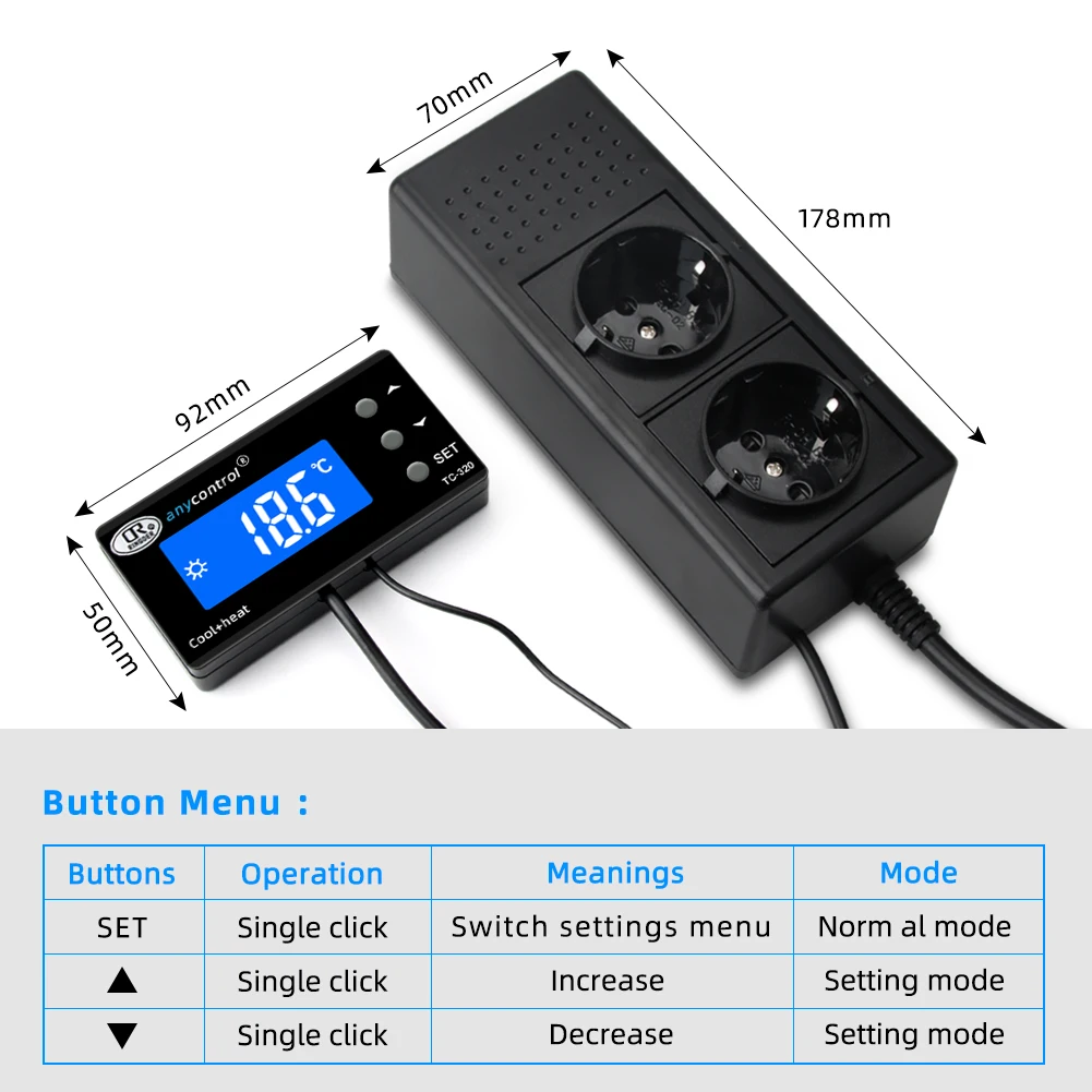 New Display Resolution 0.1digital Aquarium Thermostat PID Temperature Controller Waterproof Sensor Outlet Aquarium Heater Cooler