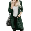 Women Long Sleeve Front Button Down Knit Ribbed Neckline Cardigan Sweater