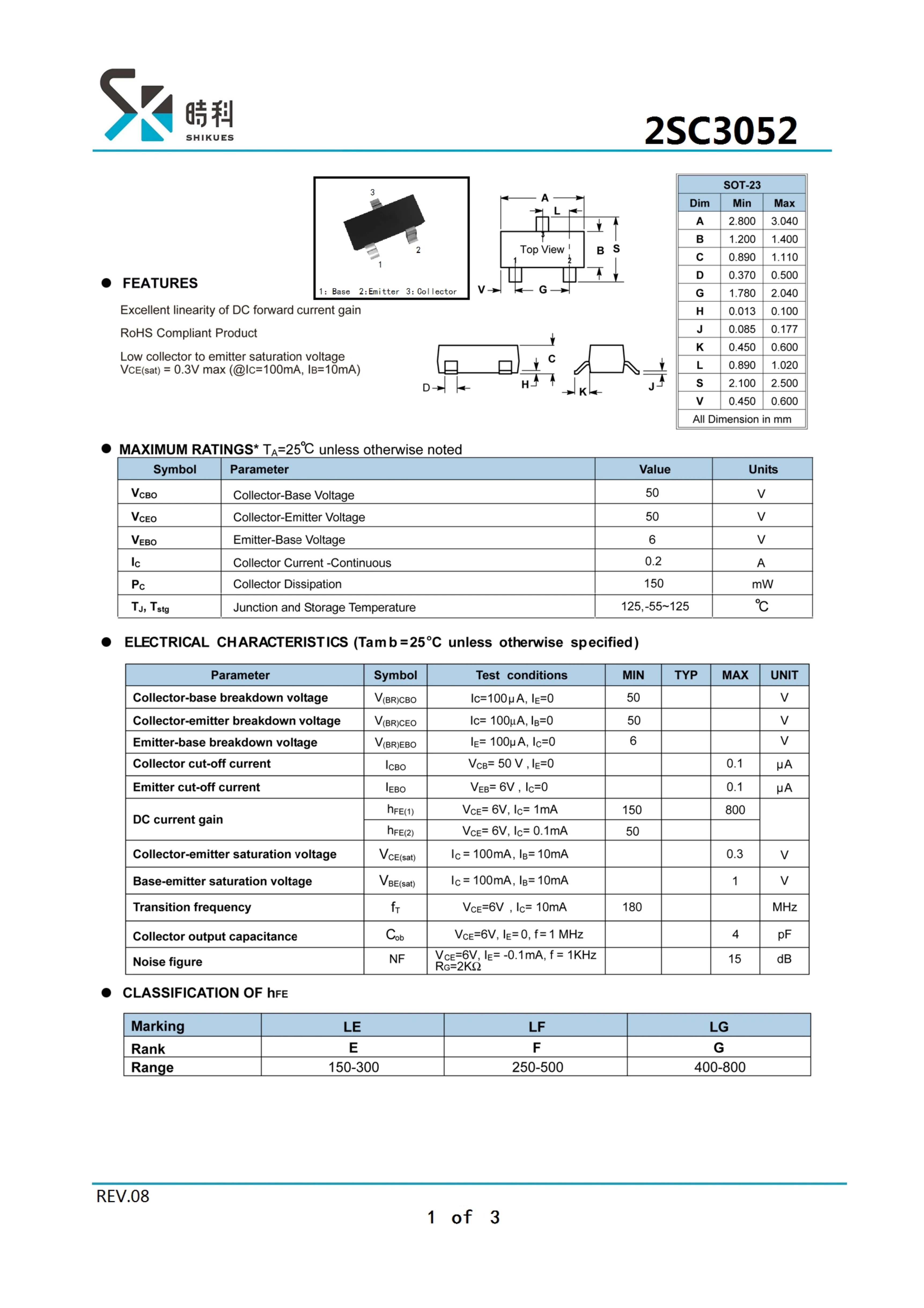 Chanzon 2SC3355 Transistor - 50 Stück TO-92 NPN 0.1A 12V