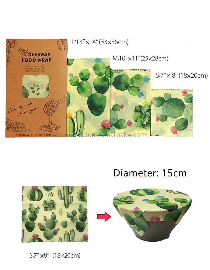 Biodegradable custom size logo beeswax food wrap for promotion