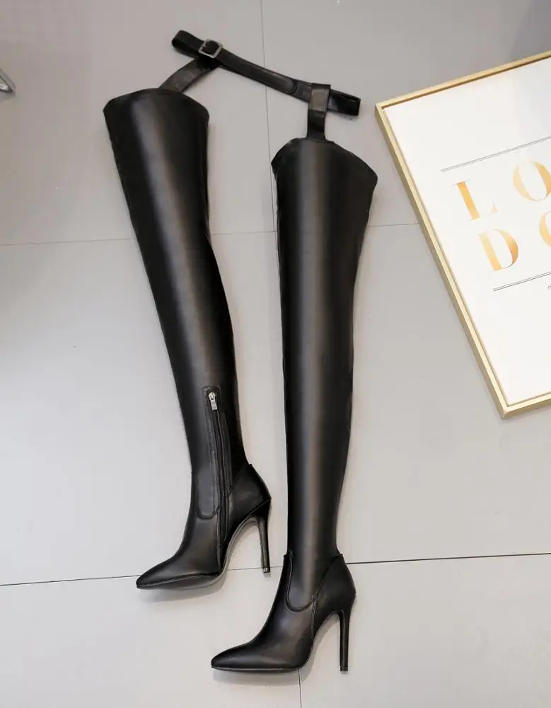 thigh high waist belt boots