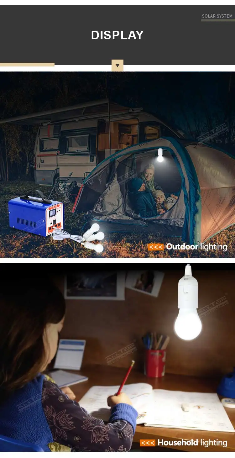 Portable Off-grid Mini home solar light kits DC/AC 40w solar panel power system with USB charger