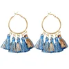 Fan tassel earrings bohemian ethnic style hand woven large tassel earrings