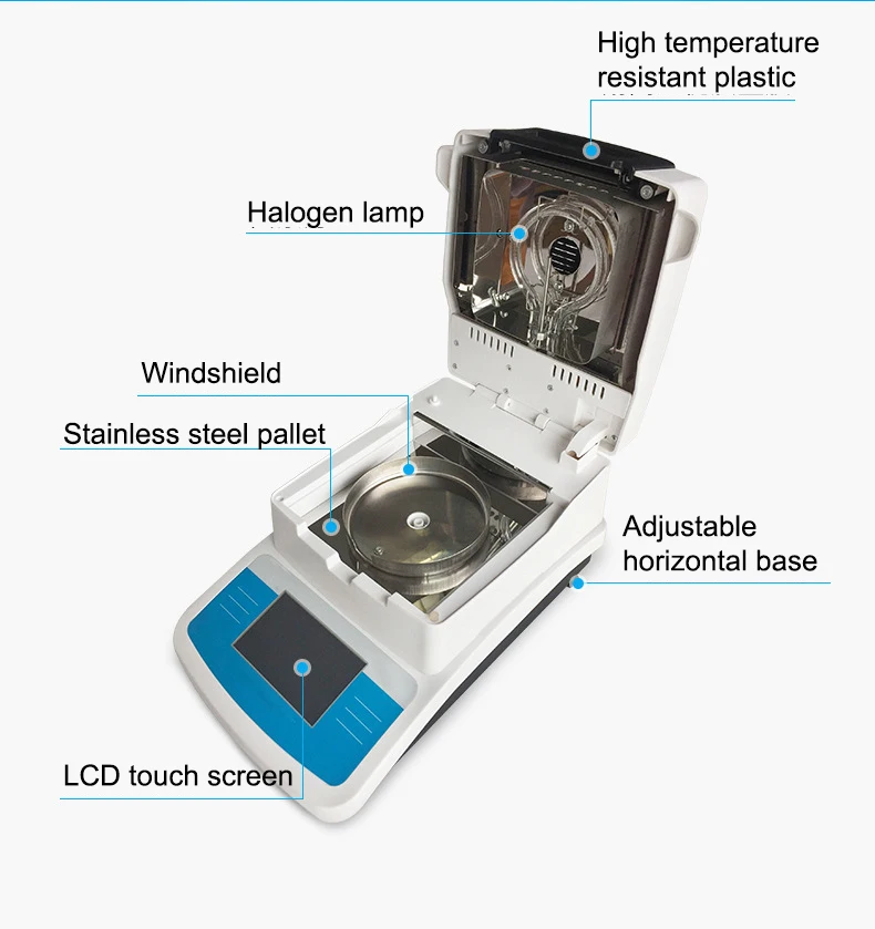 NADE HD touch screen Halogen Moisture analyzer NDHD-16 110g/0.005g 0.02% with German HBM sensor for grain lab