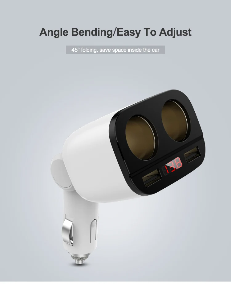 Universal 12V 24V DC 5V 3.1A Fast Charge Cigarette Lighter Adapter Dual USB Car Charger With 2 Cig And Voltage Screen Display