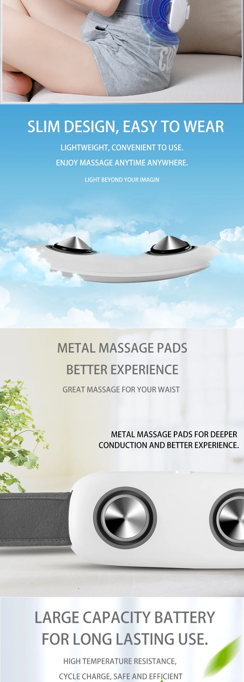 2023  Lumbar Muscle Strain Wireless Air Pressure Massage Electric Pain Relief Smart Waist Massager EMS Infrared Heating Relieves