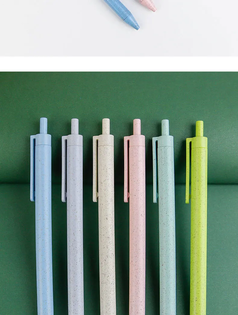 High Quality Recycled Eco-Friendly Wheat Straw Ballpoint Pens Custom Logo Wholesale Hot Sale for Sports Advertising 1.0mm