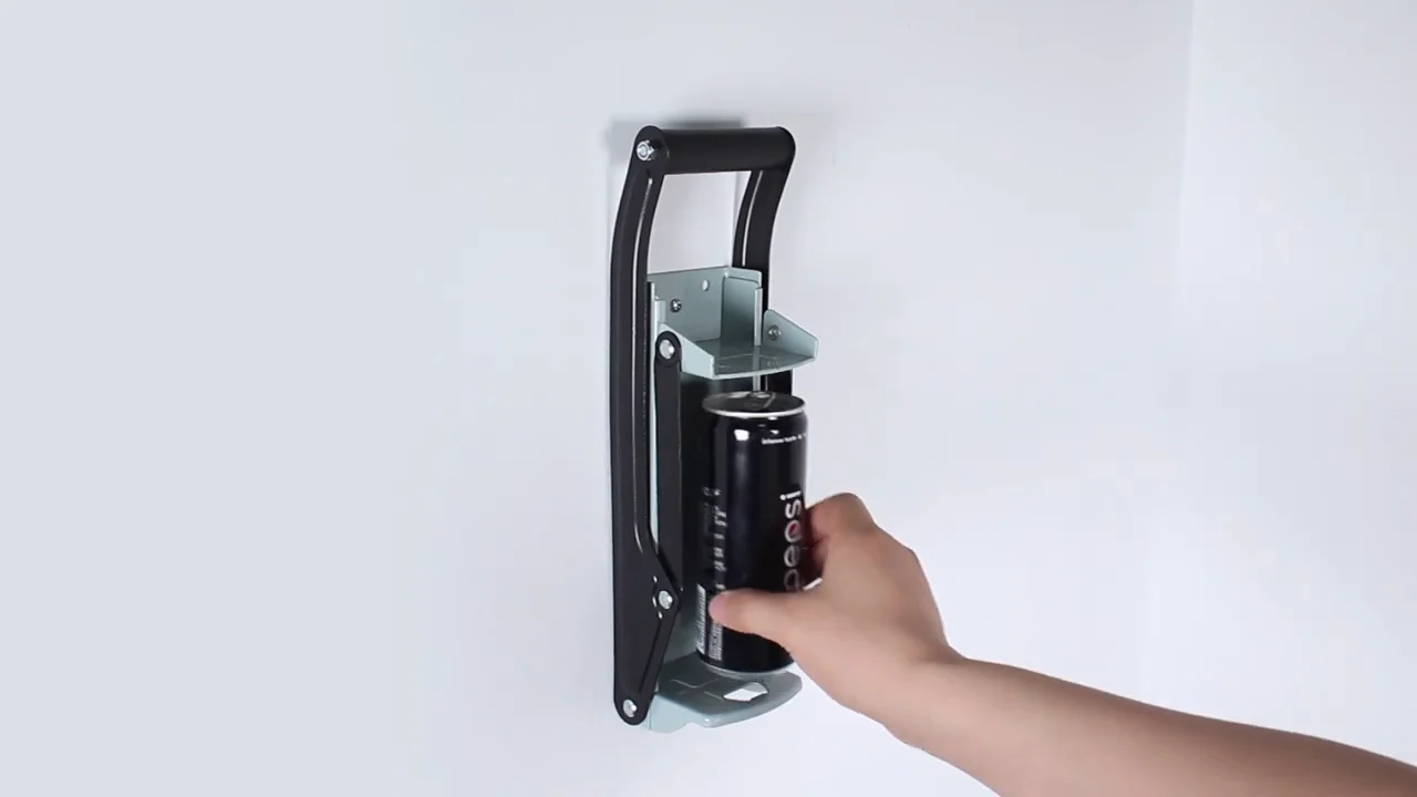 Compacteur Canette et Bouteille Smasher de Bi/ère de Soda Fix/é au Mur en M/étal R/ésistant Outil de Recyclage /écologique pour la Maison Broyeur de Canettes en Aluminium de 16 oz et Ouvre-Bouteille