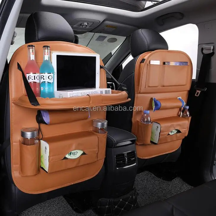 Car Seat Organizer Protector Kick Mats For Kids Pu Leather Car Storage Organizer With Foldable
