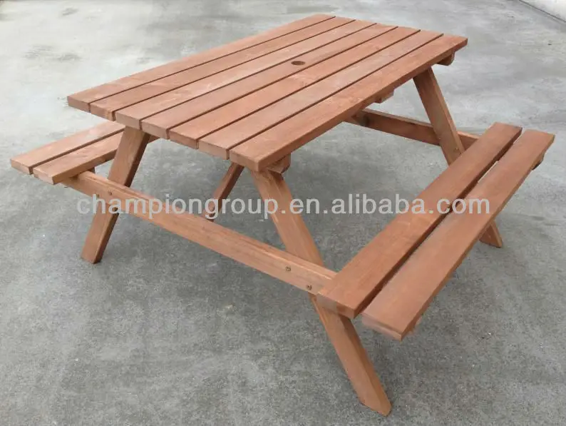 wooden picnic table