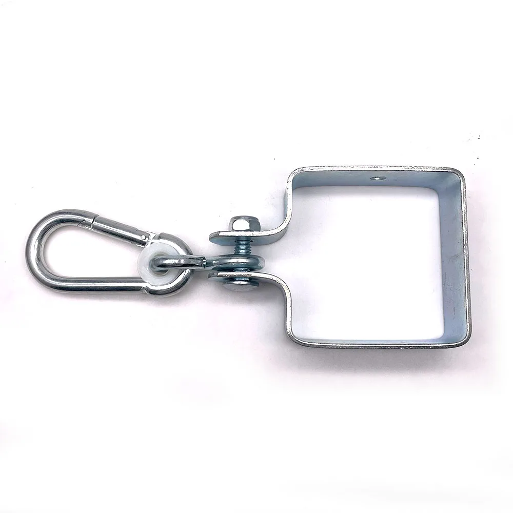 BT-2002 M10 Square Zinc Plated Collar Hook With Carabiner Rigging Hardware Durable Frame Steel Swing Clamp Hook