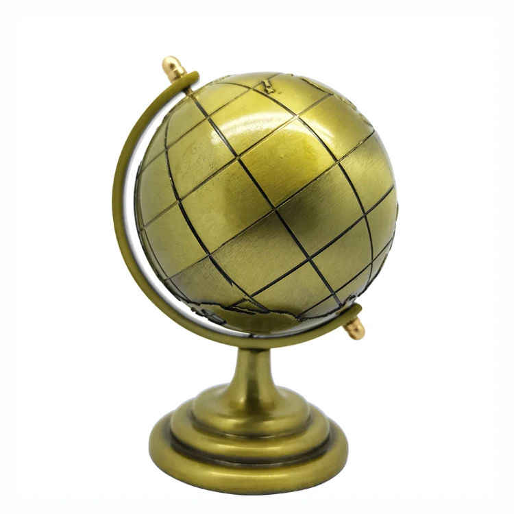 Home decor antique bronze rotatable metal crafts tellurion metal model globe 3D miniatures