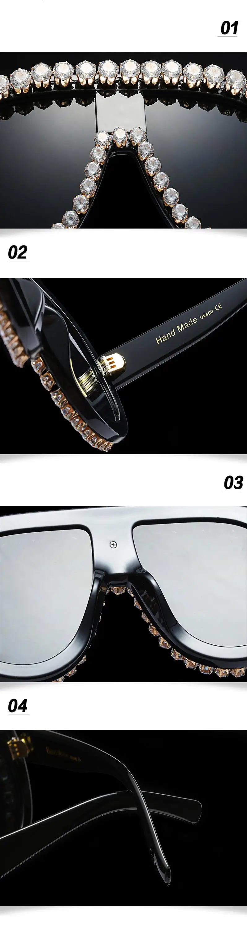 Custom LOGO Wholesale Diamond Personalized Zircon Pearl Ladies Bread Sunglasses