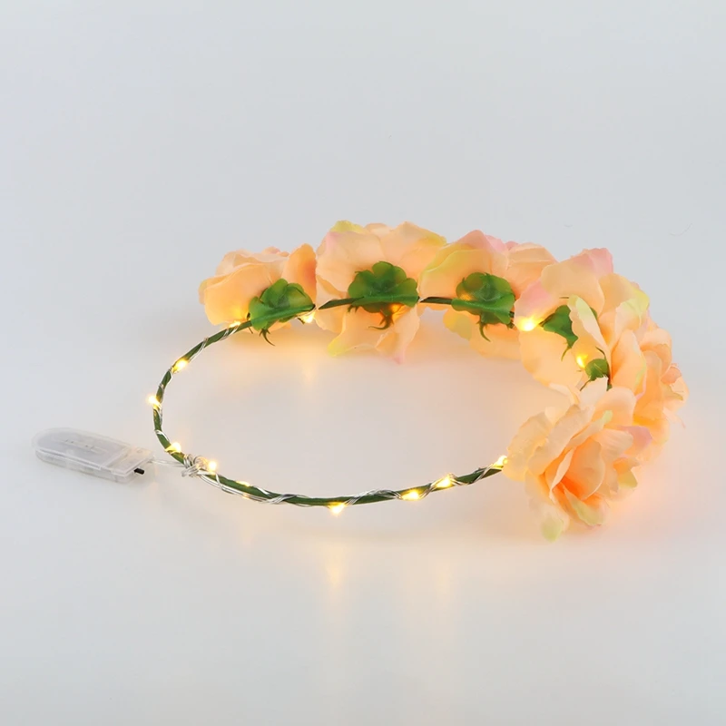 夏季热卖点亮 led 夏威夷鲜花花环派对装饰