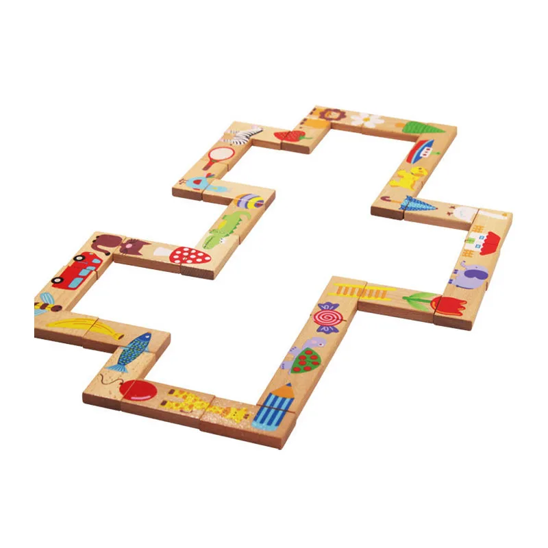 Wooden Children's Educational Toys 28 Animal Matching Jigsaw Puzzles Children's Domino Toys Montessori Educational Toys