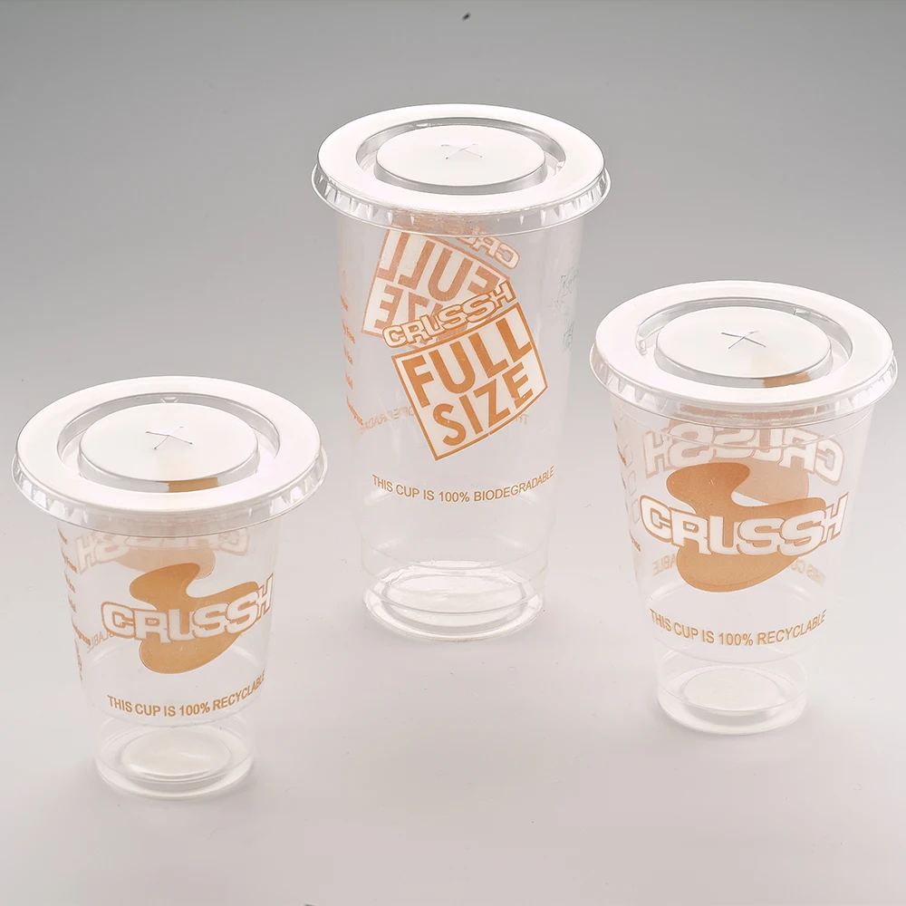 Custom Logo 16 Oz Disposable Plastic Cup Clear Plastic Smoothie Cups