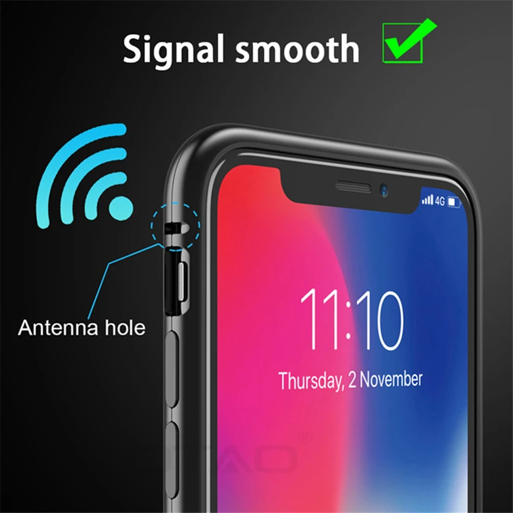 OTAO Metal Magnetic Adsorption Mobile Cover For iPhone 11 Pro XS MAX XR X 8 7 Plus Fundas Para Tempered Glass Magnet Ponsel Case