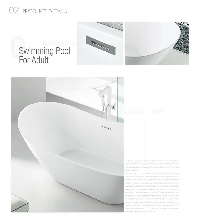 Kamali SP1870 cupc freestanding bowl shaped ellipse glass resin stone portable walk bathtub ssww outdoor spa bath whirlpool