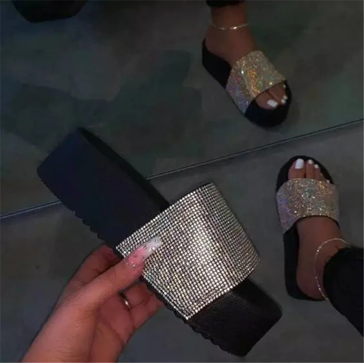 platform rhinestone sandals