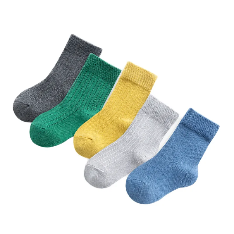 New Arrivals Autumn Wholesale Pure Color Bulk Cotton Boys Kids Socks