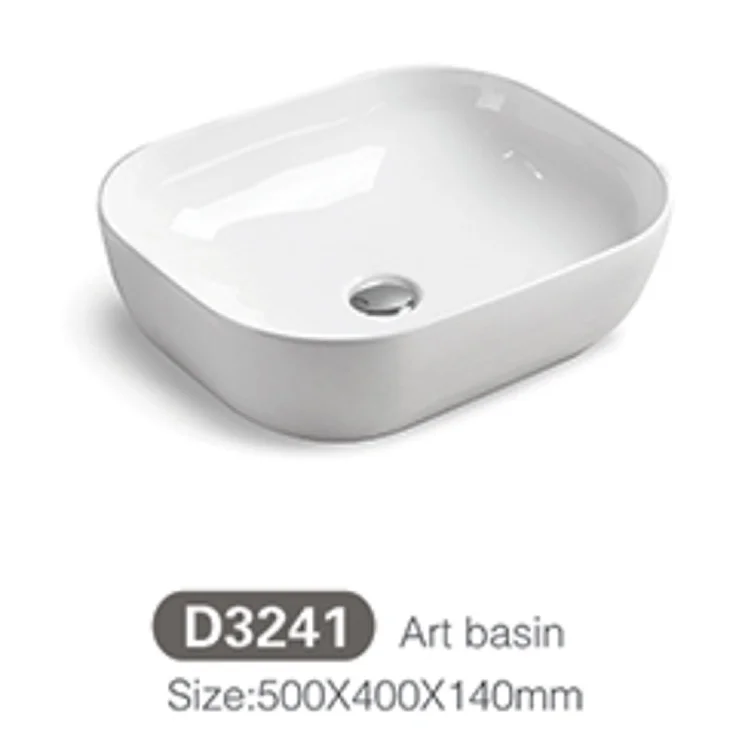 Modern Sanitary Wares White Bathroom Oval Shaped Counter Ceramic Art Wash Basin