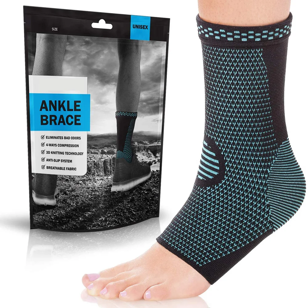 
3D Knitted Elastic Nylon Ankle Support Pad Compression Sleeve Ankle Brace for Fitness, Injury Recovery, Joint Pain 