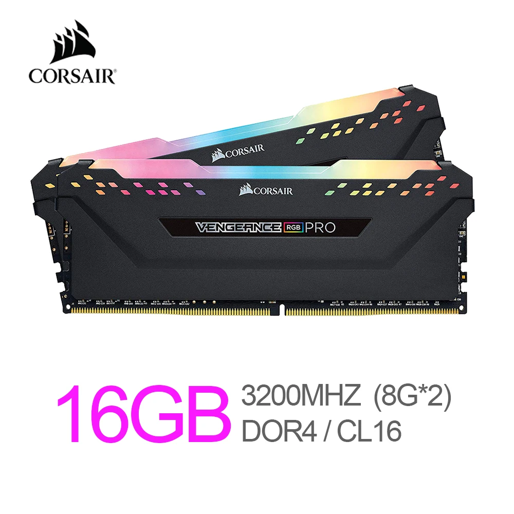 Corsair Vengeance RGB Pro 16GB (2x8GB) DDR4 3200 (PC4-25600) C16 Desktop Memory  Black