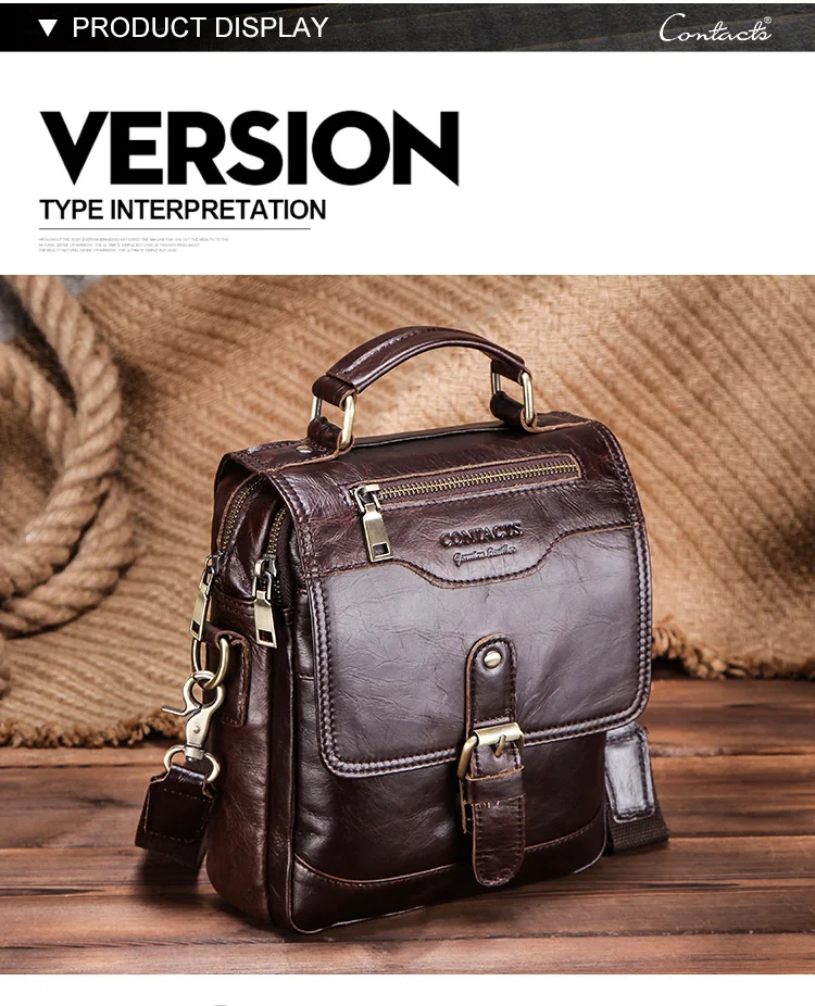 Contact's Genuine Leather Vintage Messenger Bag for 7.9 inch tablet