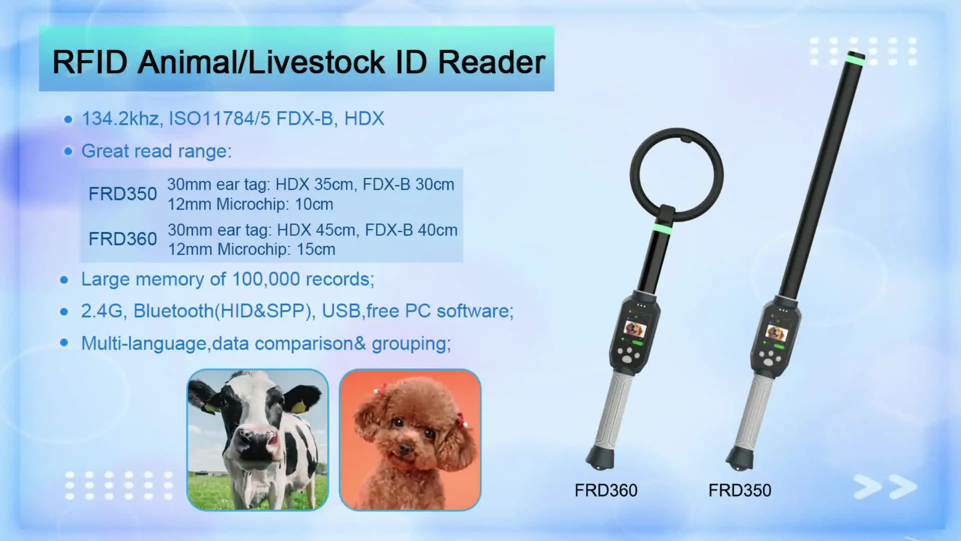 RFID Ear Tag Stick FDX-B HDX Microchip Scanner RFID Chip