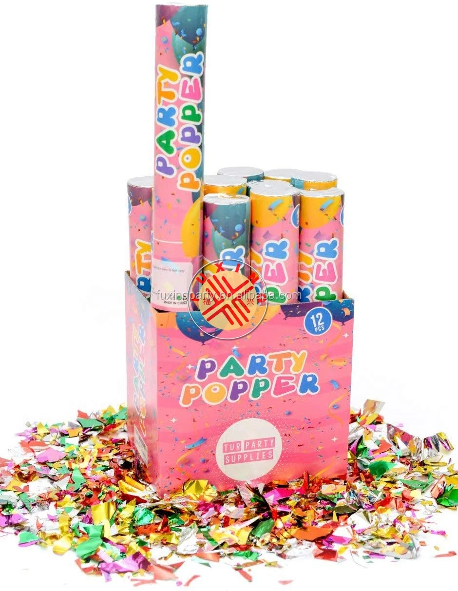 12 Pack Details about   Confetti Cannon Large Party Popper Decorated Box Biodegradable Blaster 