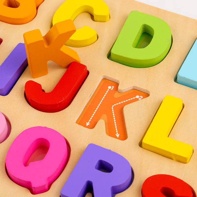 2019 Wooden Montessori Learning Educational Alphabet Puzzle Board Toys ...