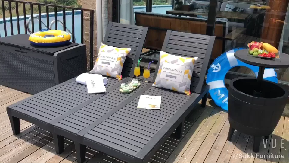 Double Seater Sun Lounger Sunbed Swimming Pool Side Beach Set Chairs