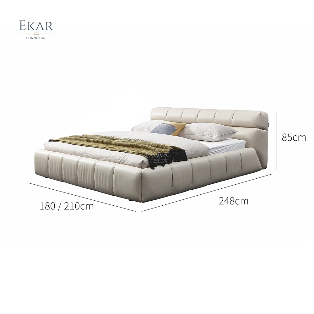 product ekar furniture modern contracted design bed solid wood headrest back bedroom bed-64